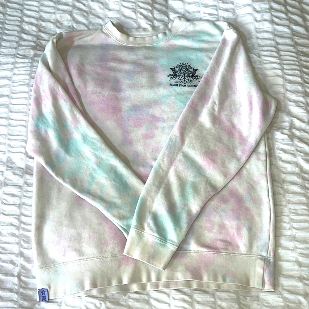 Yoga studio “Bloom from Darkness” Lotus crew neck hoodie.